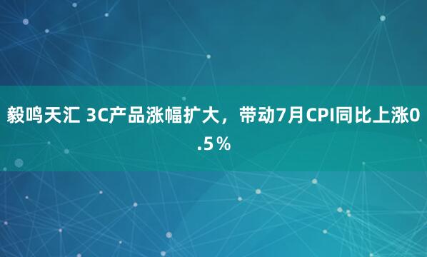 毅鸣天汇 3C产品涨幅扩大，带动7月CPI同比上涨0.5％
